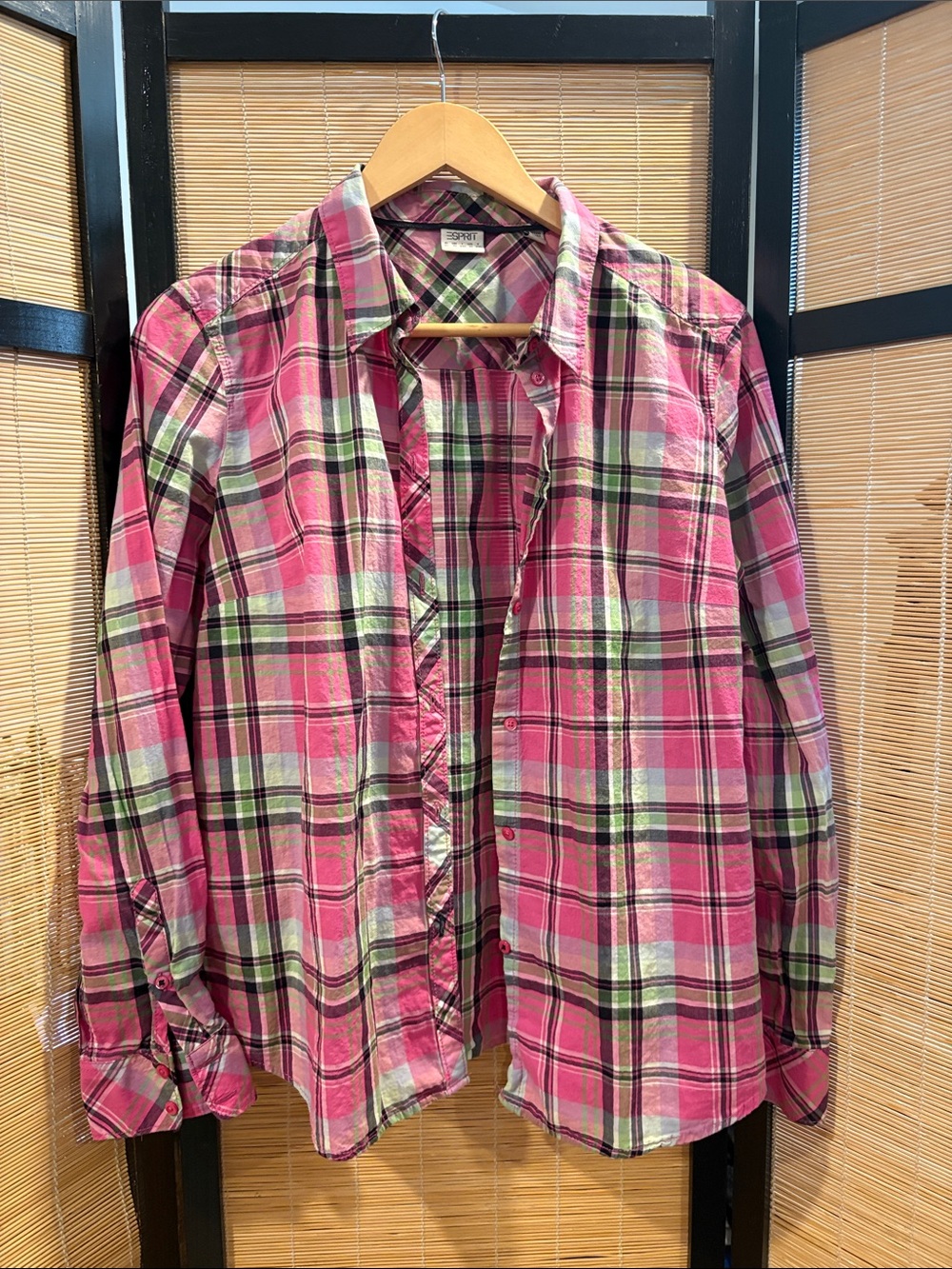 Esprit Pink Plaid Long-Sleeve Button-Down Shirt